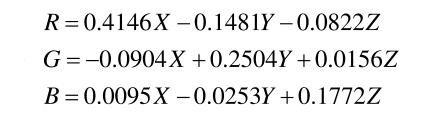 XYZ空间转换RGB空间